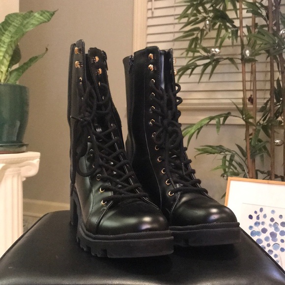 Shoes - JUSTFAB Mid-Calf Zip Lug Sole Combat Boot